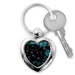 Floral Stars -blue Key Chains (heart)  by okhismakingart