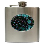 Floral Stars -Blue Hip Flask (6 oz) Front