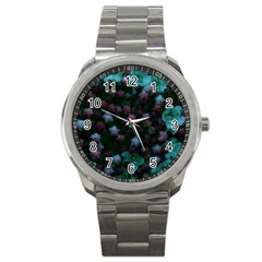 Floral Stars -blue Sport Metal Watch by okhismakingart