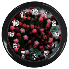 Floral Stars -bright Wall Clock (black) by okhismakingart