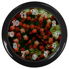 Floral Stars -yellow Wall Clock (black) by okhismakingart