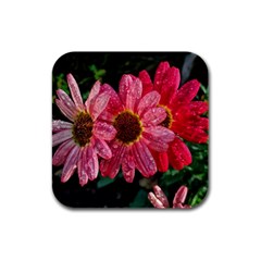 Three Dripping Flowers Rubber Square Coaster (4 pack) 