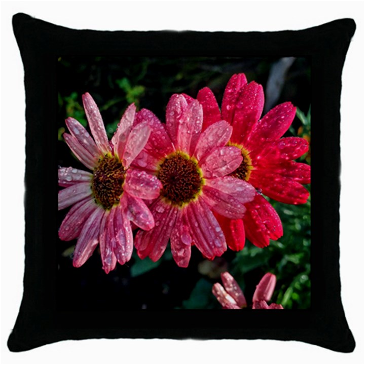 Three Dripping Flowers Throw Pillow Case (Black)