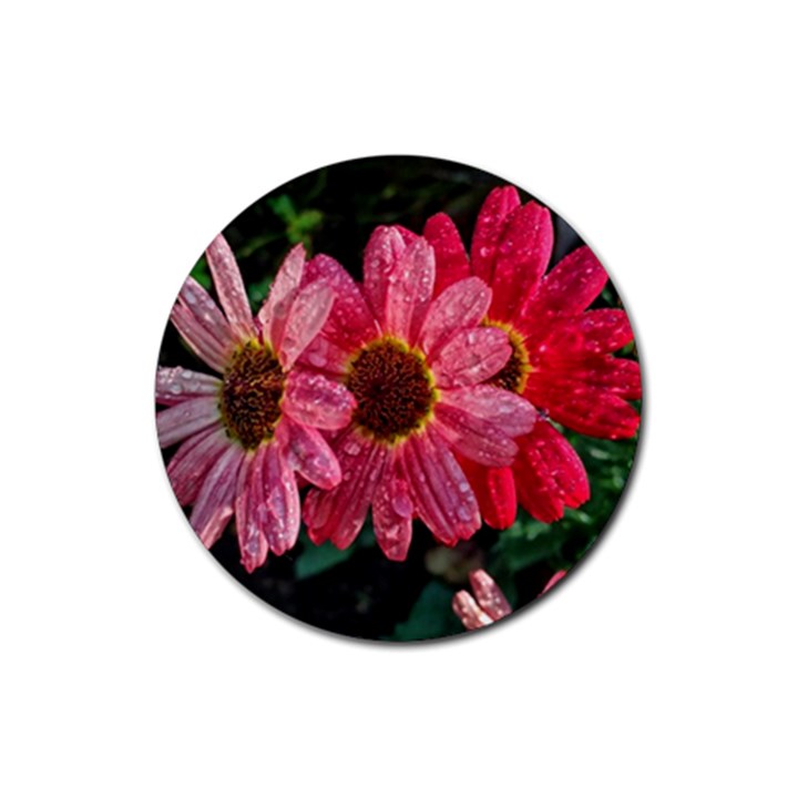 Three Dripping Flowers Rubber Coaster (Round) 