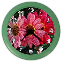 Three Dripping Flowers Color Wall Clock by okhismakingart