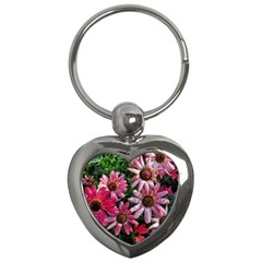 Pink Asters Key Chains (heart)  by okhismakingart