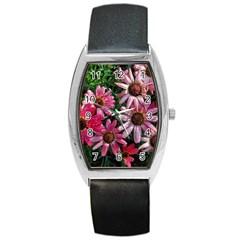 Pink Asters Barrel Style Metal Watch by okhismakingart