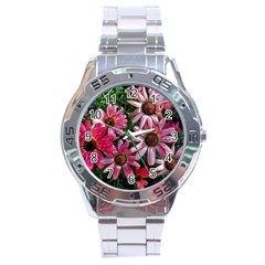 Pink Asters Stainless Steel Analogue Watch by okhismakingart