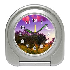 Purple Afternoon Travel Alarm Clock by okhismakingart