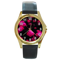 Bunches Of Roses Round Gold Metal Watch by okhismakingart