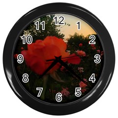 Rose Landscape Wall Clock (black) by okhismakingart