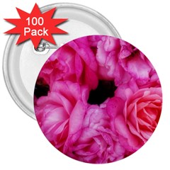 Pink Roses 3  Buttons (100 Pack)  by okhismakingart