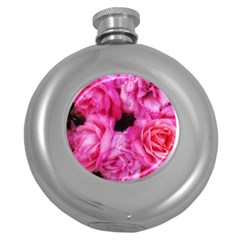 Pink Roses Round Hip Flask (5 Oz) by okhismakingart