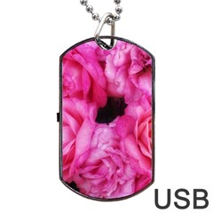 Pink Roses Dog Tag Usb Flash (two Sides) by okhismakingart