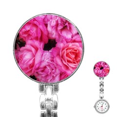 Pink Roses Stainless Steel Nurses Watch by okhismakingart