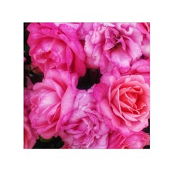 Pink Roses Small Satin Scarf (square) by okhismakingart