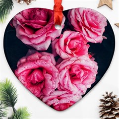 Pink Roses Ii Ornament (heart) by okhismakingart