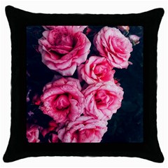 Pink Roses Ii Throw Pillow Case (black) by okhismakingart