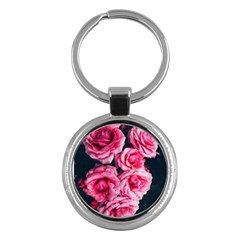 Pink Roses Ii Key Chains (round)  by okhismakingart