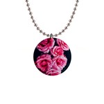 Pink Roses II 1  Button Necklace Front