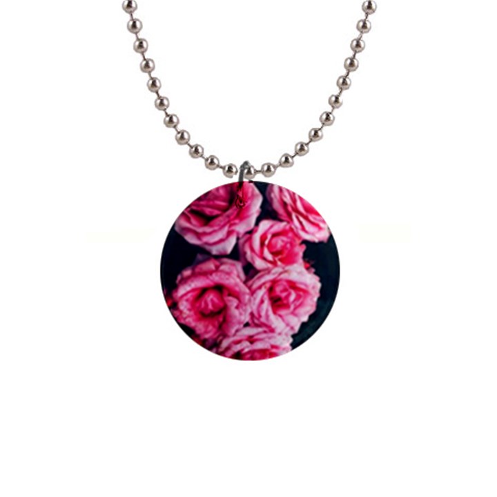 Pink Roses II 1  Button Necklace