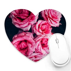 Pink Roses Ii Heart Mousepads by okhismakingart