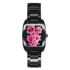 Pink Roses Ii Stainless Steel Barrel Watch by okhismakingart