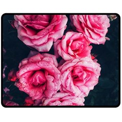 Pink Roses Ii Double Sided Fleece Blanket (medium)  by okhismakingart