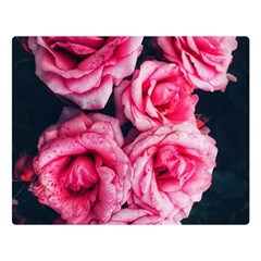 Pink Roses Ii Double Sided Flano Blanket (large)  by okhismakingart