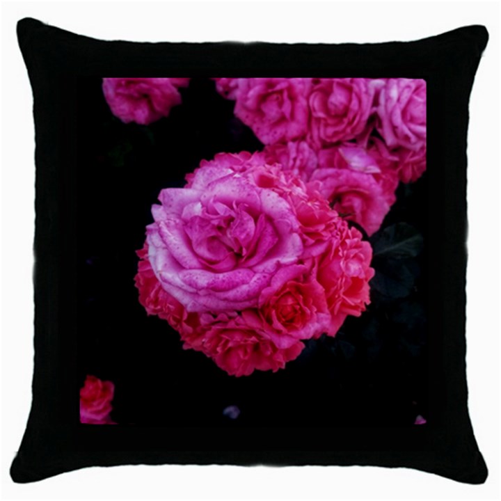 Bunches of Roses (Close Up) Throw Pillow Case (Black)