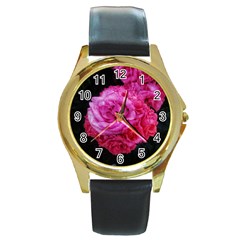 Bunches Of Roses (close Up) Round Gold Metal Watch by okhismakingart