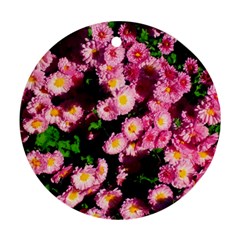 Pink Flower Bushes Ornament (round) by okhismakingart