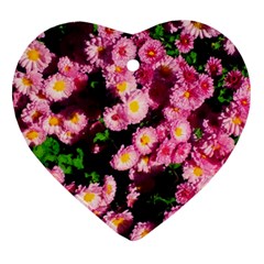 Pink Flower Bushes Ornament (heart) by okhismakingart