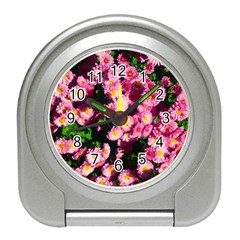 Pink Flower Bushes Travel Alarm Clock by okhismakingart