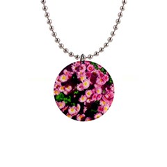 Pink Flower Bushes 1  Button Necklace by okhismakingart