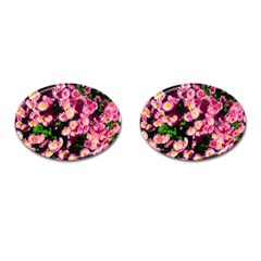 Pink Flower Bushes Cufflinks (oval) by okhismakingart