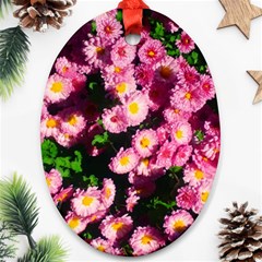 Pink Flower Bushes Oval Ornament (two Sides) by okhismakingart