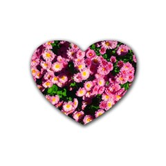 Pink Flower Bushes Heart Coaster (4 Pack)  by okhismakingart