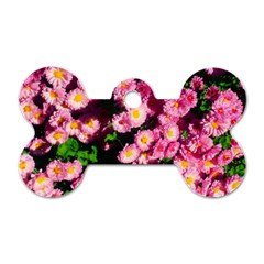 Pink Flower Bushes Dog Tag Bone (one Side) by okhismakingart