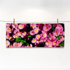 Pink Flower Bushes Hand Towel by okhismakingart