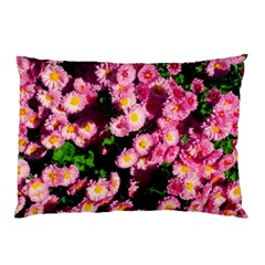 Pink Flower Bushes Pillow Case by okhismakingart