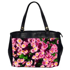 Pink Flower Bushes Oversize Office Handbag (2 Sides) by okhismakingart