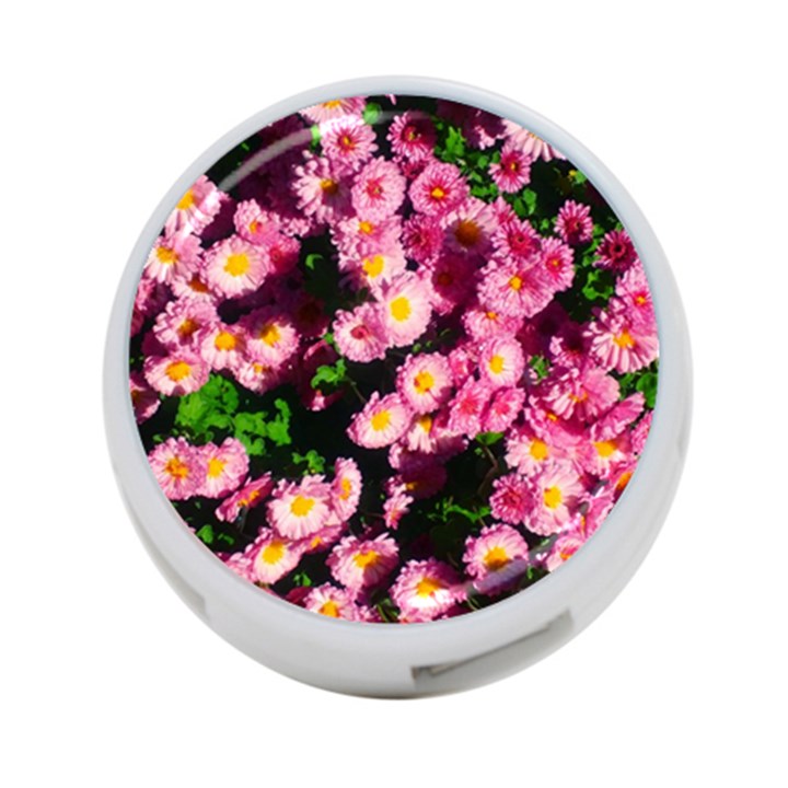 Pink Flower Bushes 4-Port USB Hub (One Side)