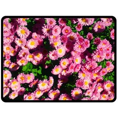 Pink Flower Bushes Fleece Blanket (large)  by okhismakingart