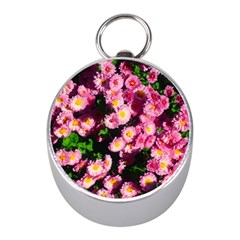 Pink Flower Bushes Mini Silver Compasses by okhismakingart