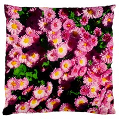 Pink Flower Bushes Large Flano Cushion Case (one Side)