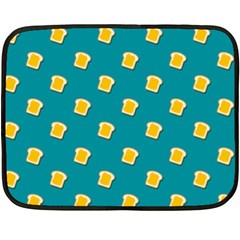 Toast With Cheese Pattern Turquoise Green Background Retro Funny Food Double Sided Fleece Blanket (mini)  by genx