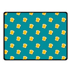 Toast With Cheese Pattern Turquoise Green Background Retro Funny Food Double Sided Fleece Blanket (small)  by genx