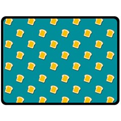 Toast With Cheese Pattern Turquoise Green Background Retro Funny Food Double Sided Fleece Blanket (large)  by genx