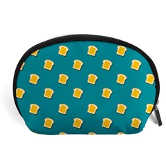 Toast With Cheese Pattern Turquoise Green Background Retro Funny Food Accessory Pouch (large) by genx